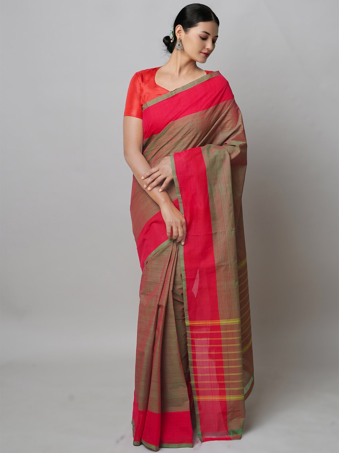 

Unnati Silks Handloom Pure Cotton Mangalagiri Saree, Green