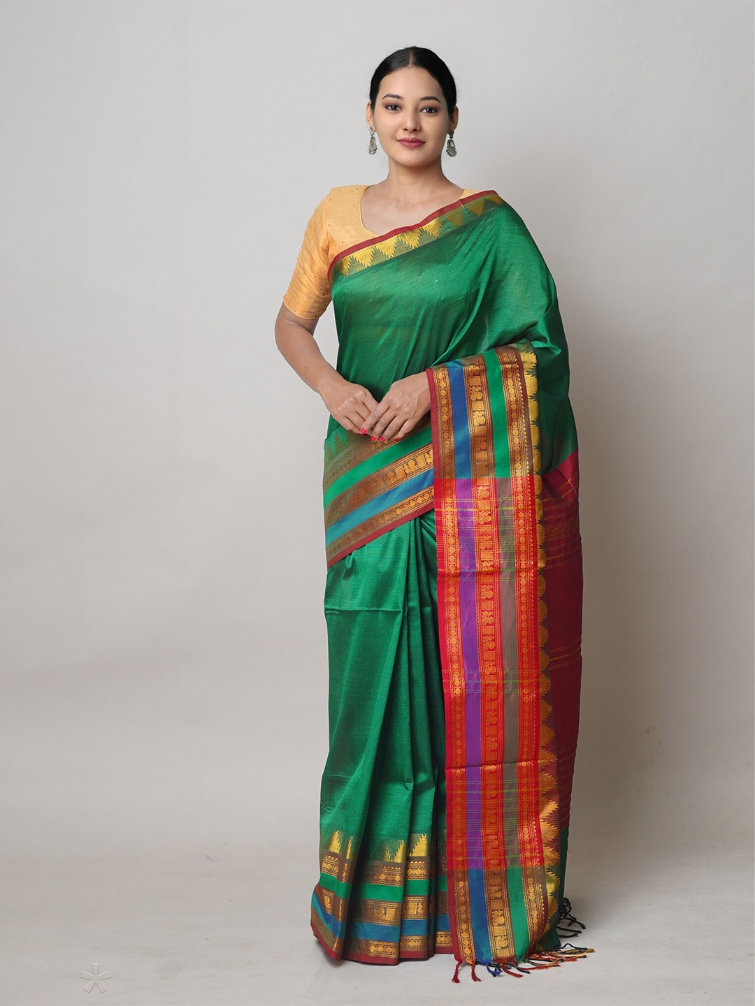 

Unnati Silks Woven Design Pure Silk Handloom Narayan Peth Saree, Green