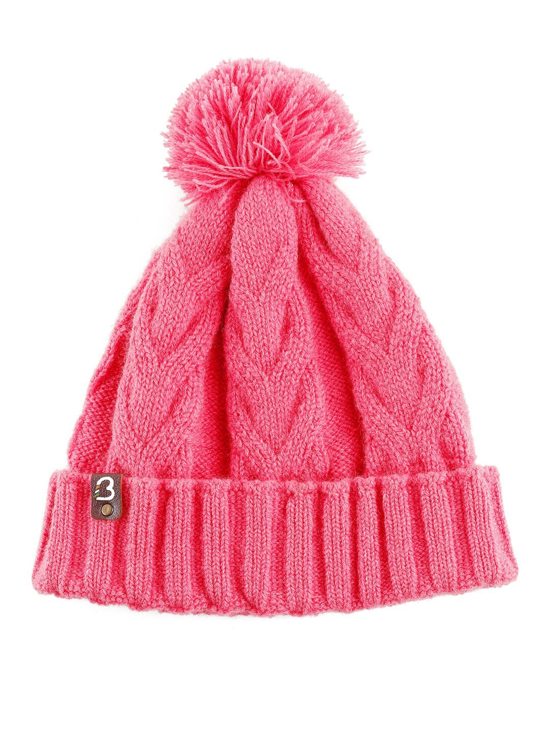 

Bharatasya Cable Knit Self Design Acrylic Beanie, Pink
