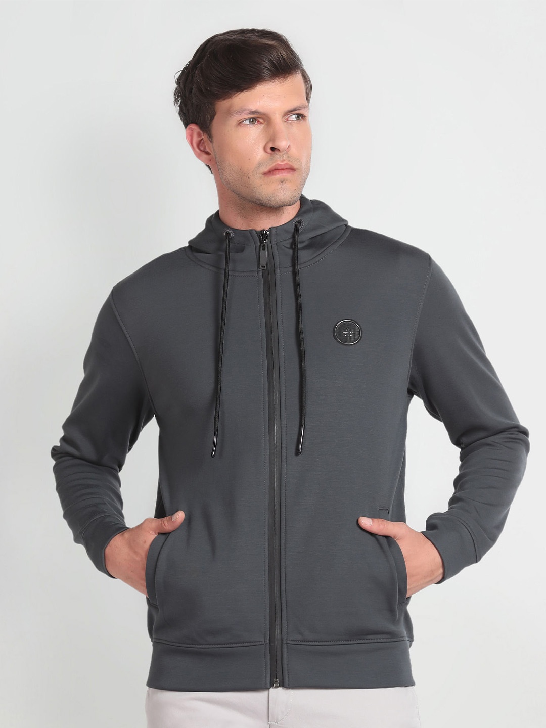 

Arrow New York Hooded Front Open Sweatshirt, Grey