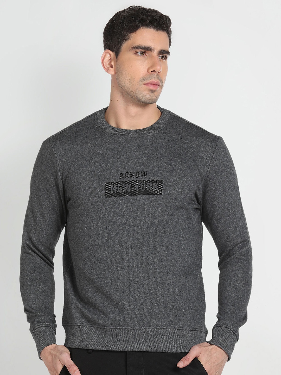 

Arrow New York Typography Printed Long Sleeve Pullover Sweatshirt, Grey