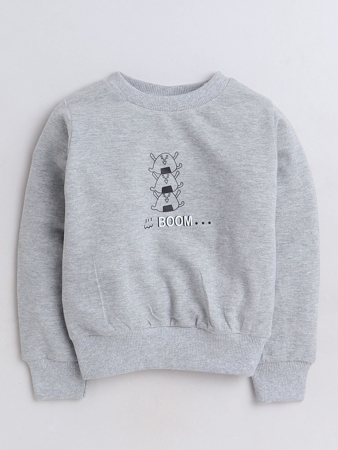 

AWW HUNNIE Kids Graphic Printed Round Neck Terry Cotton Sweatshirt, Grey