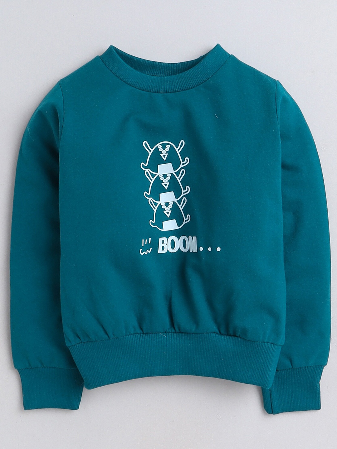 

AWW HUNNIE Kids Conversational Printed Long Sleeve Cotton Pullover Sweatshirt, Green