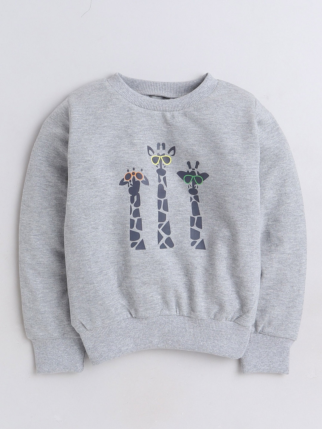 

AWW HUNNIE Kids Conversational Printed Long Sleeve Cotton Pullover Sweatshirt, Grey