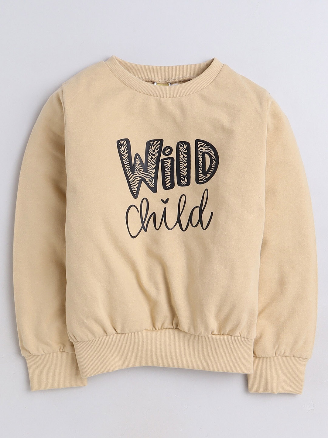 

AWW HUNNIE Kids Typography Printed Round Neck Terry Cotton Sweatshirt, Beige