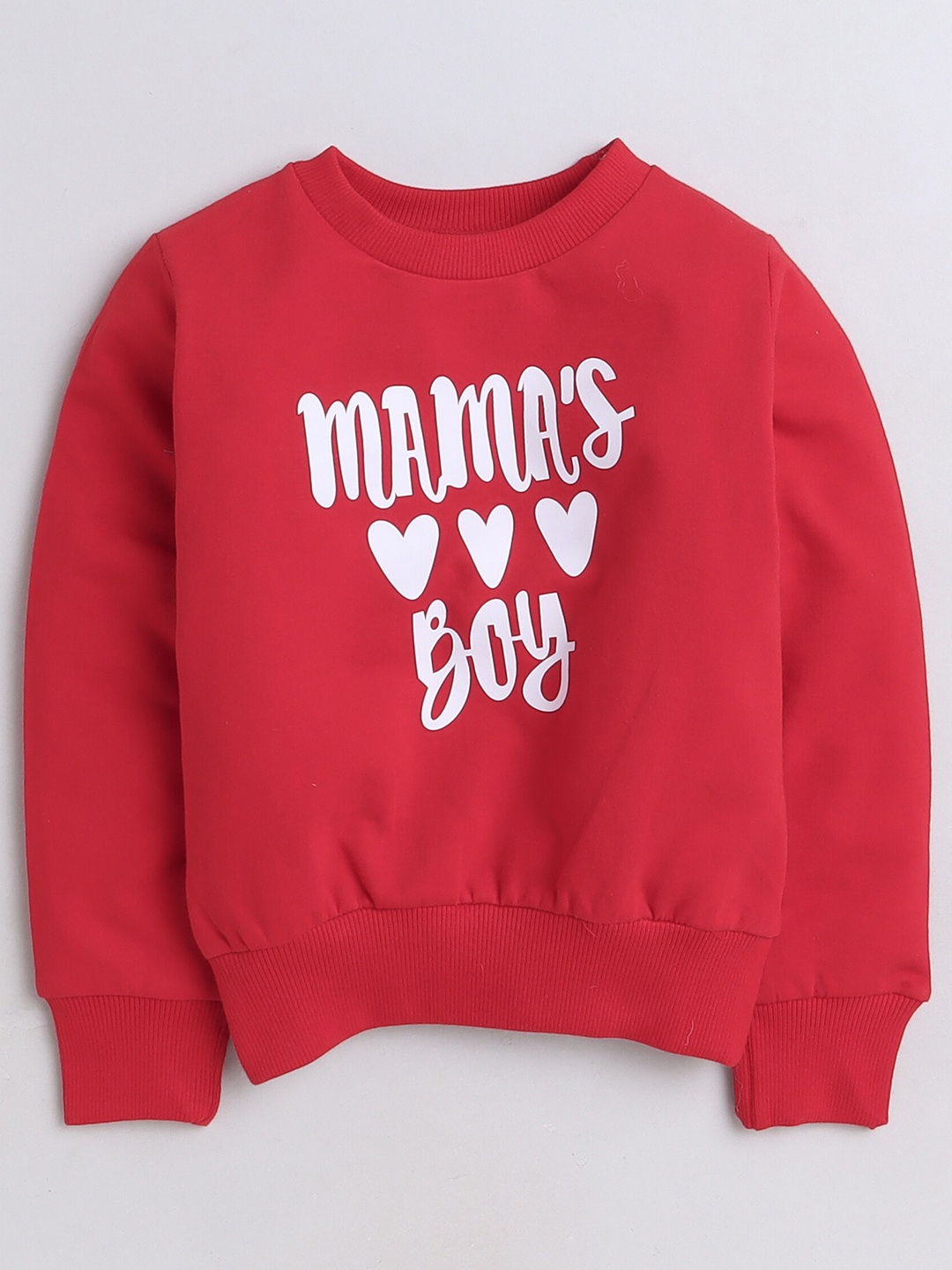 

AWW HUNNIE Boys Typography Printed Round Neck Terry Cotton Sweatshirt, Red