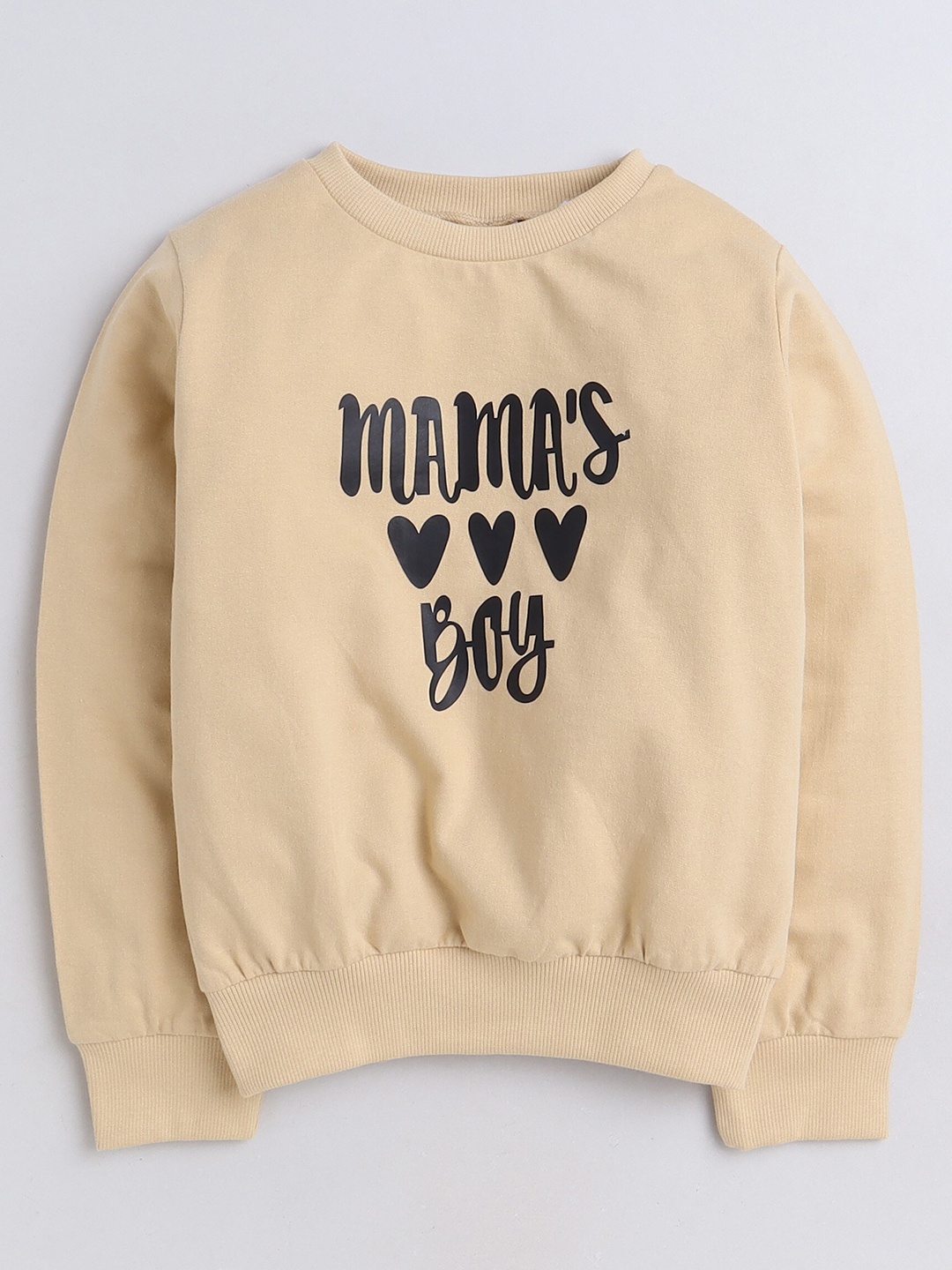 

AWW HUNNIE Boys Typography Printed Round Neck Terry Cotton Sweatshirt, Beige