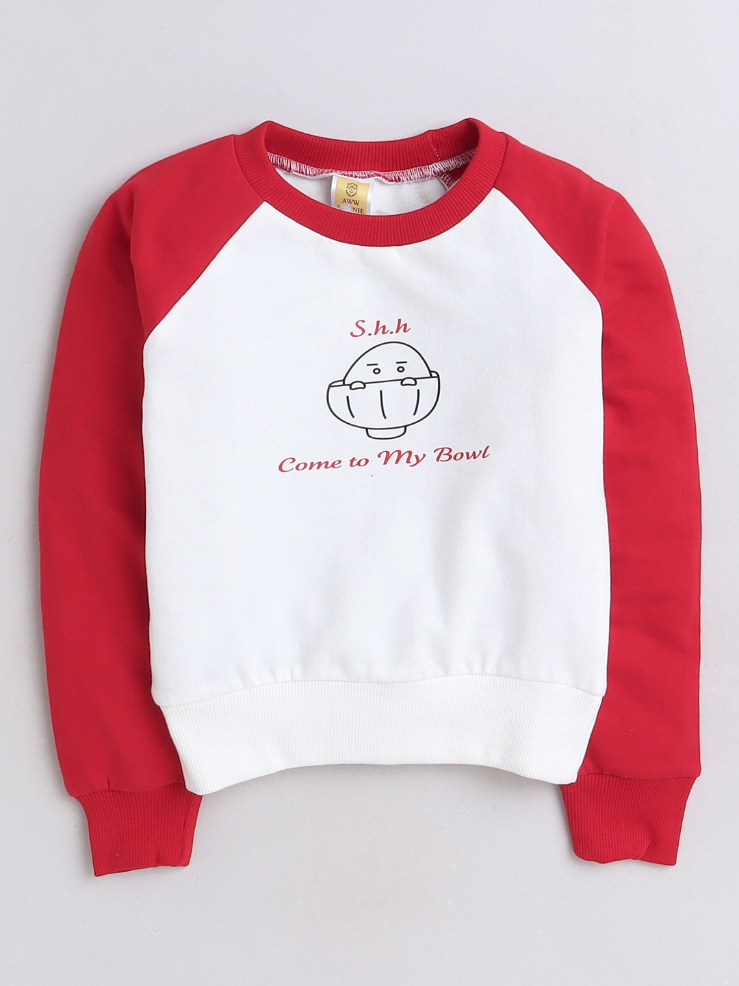

AWW HUNNIE Kids Typography Printed Round Neck Terry Cotton Sweatshirt, Red