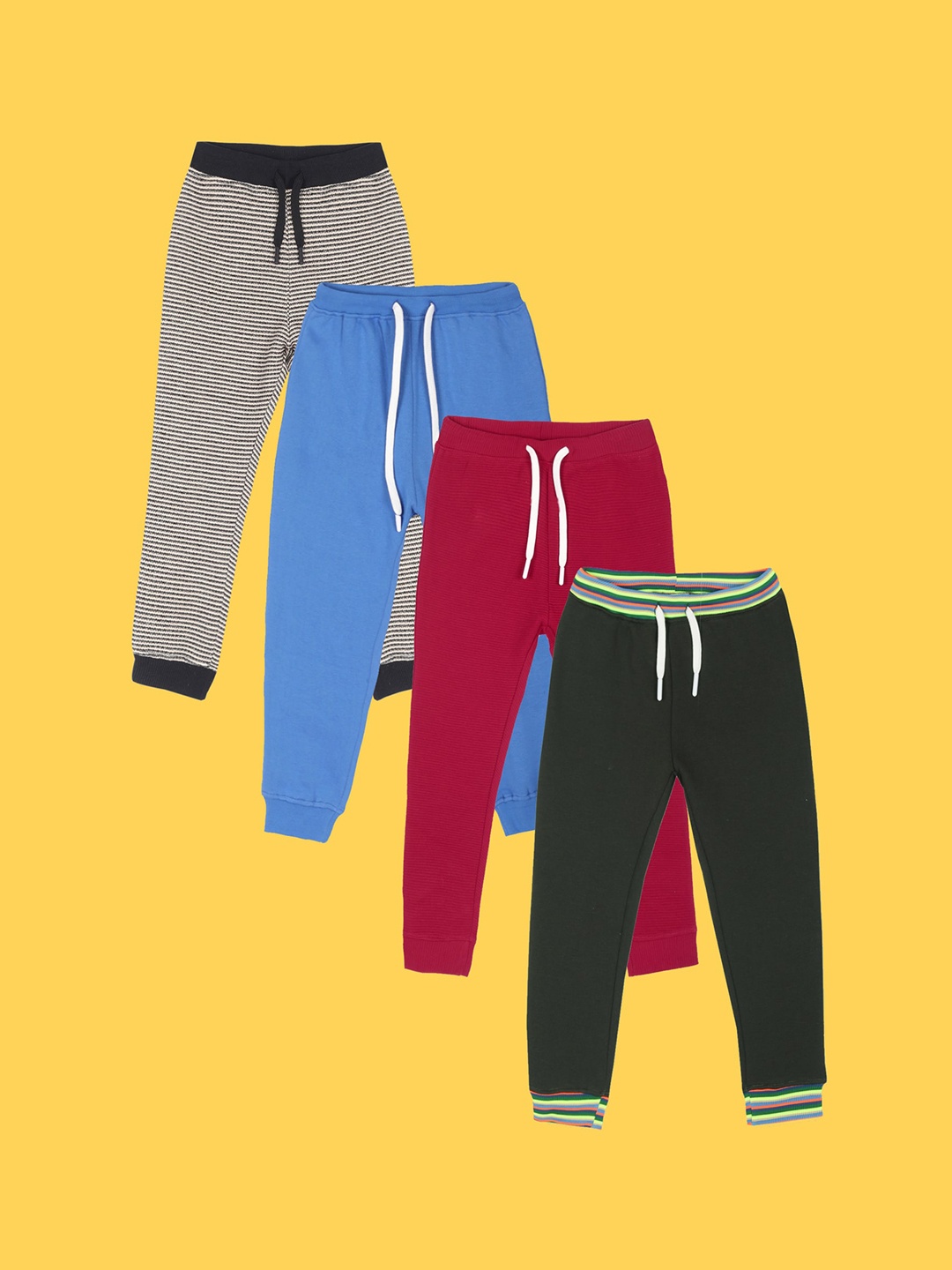 

Anthrilo Boys Pack Of 4 Relaxed Mid Rise Fleece Joggers, Black