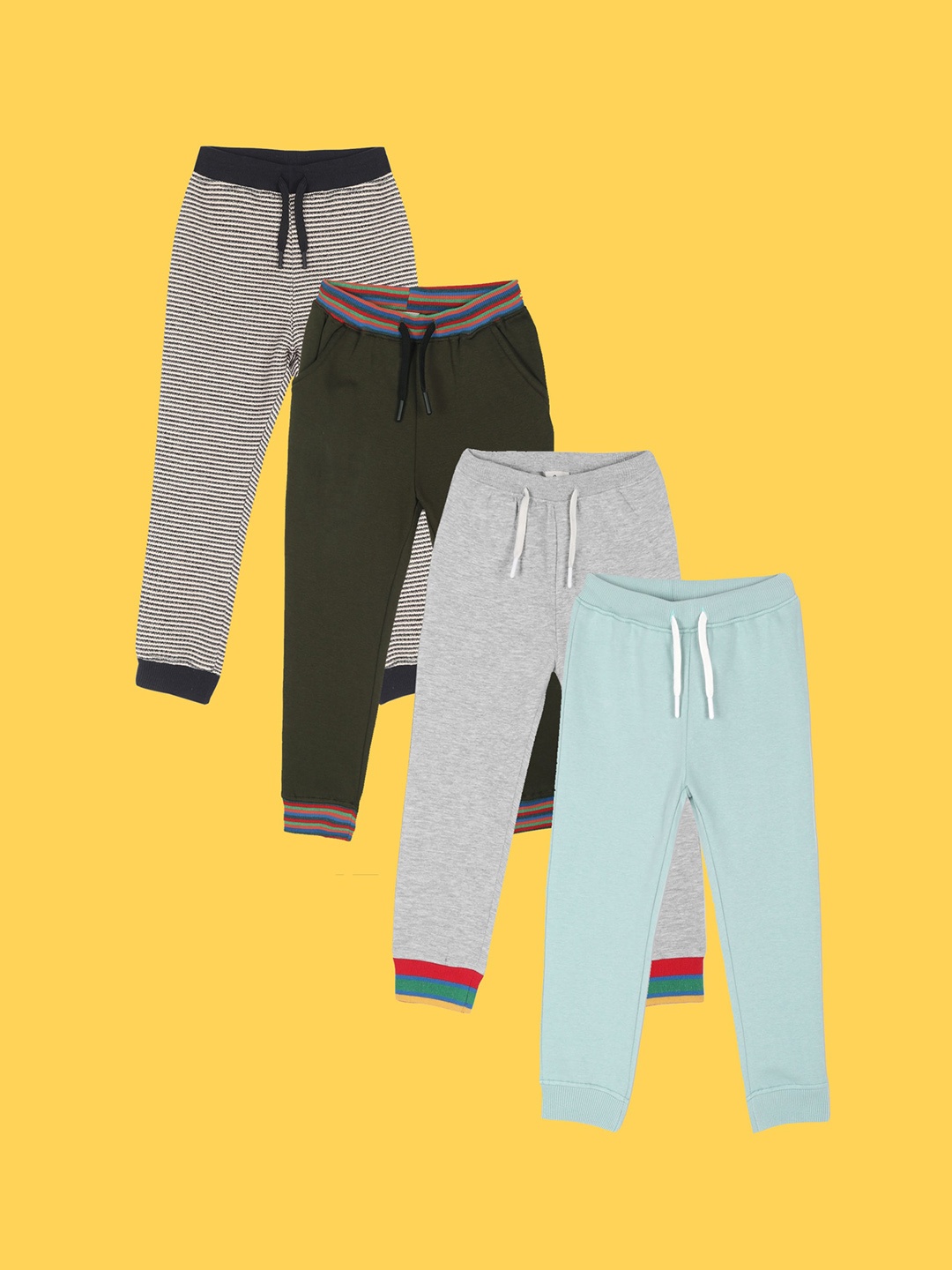 

Anthrilo Infant Boys Pack Of 4 Relaxed Fit Fleece Joggers, Sea green