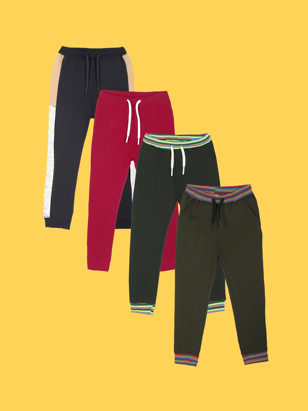 

Anthrilo Boys Pack Of 4 Relaxed Fleece Joggers, Brown