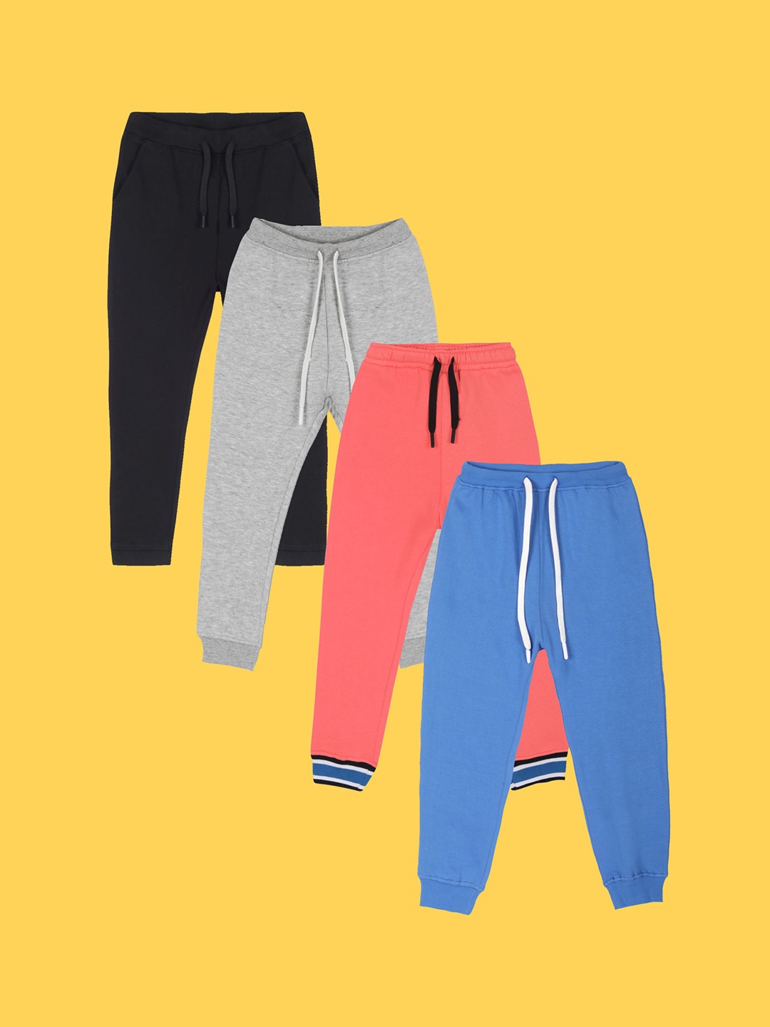 

Anthrilo Boys Pack Of 4 Relaxed Mid Rise Fleece Joggers, Black