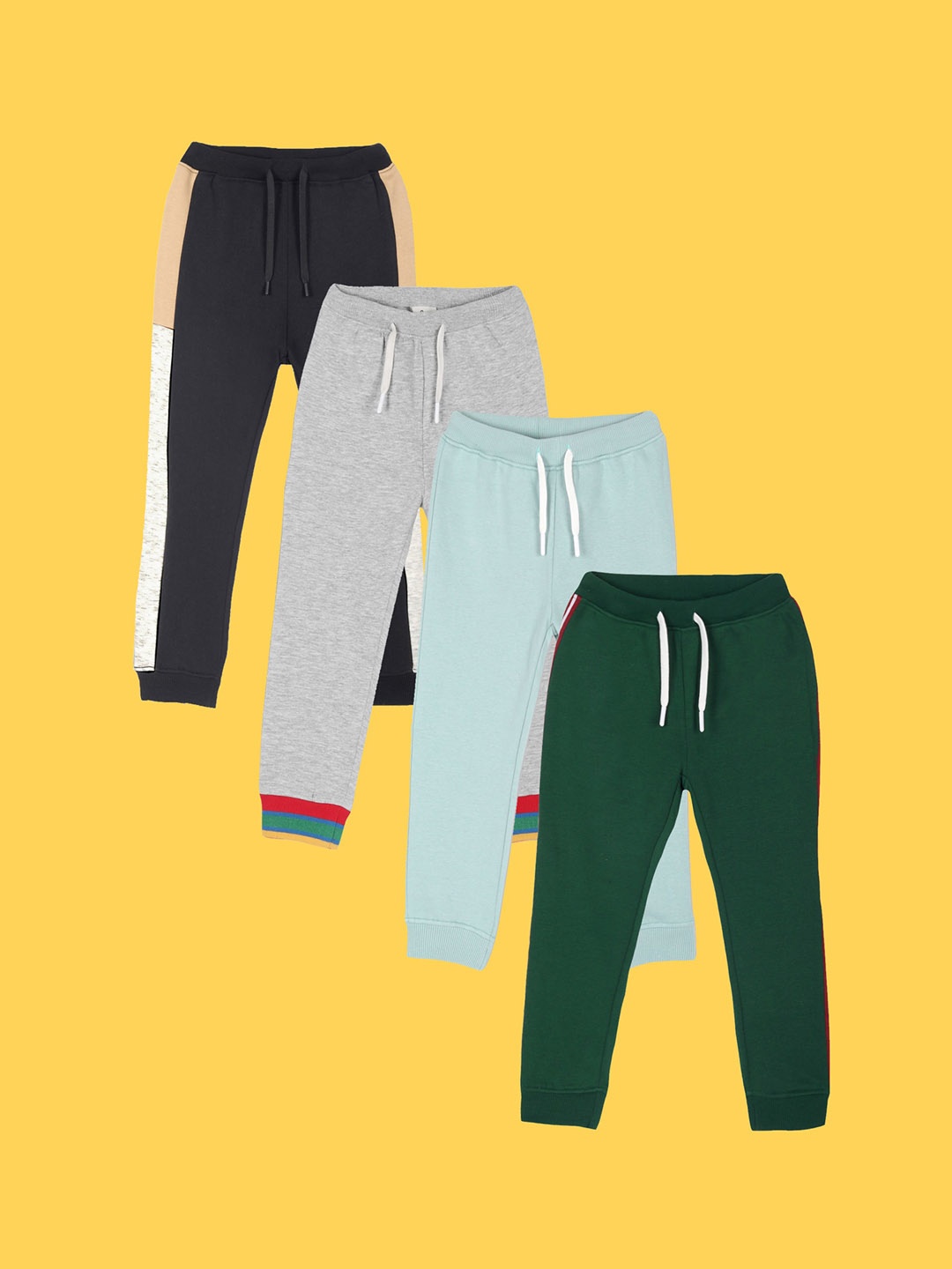 

Anthrilo Boys Pack Of 4 Relaxed Fit Fleece Joggers, Green