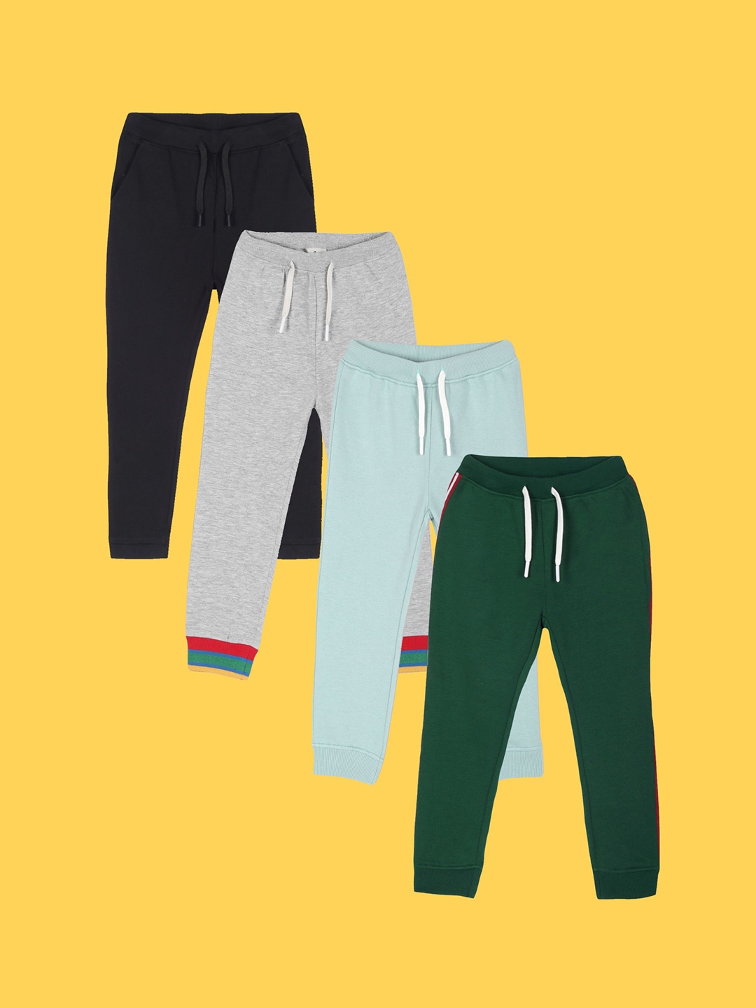 

Anthrilo Boys Pack Of 4 Relaxed Mid Rise Fleece Joggers, Green