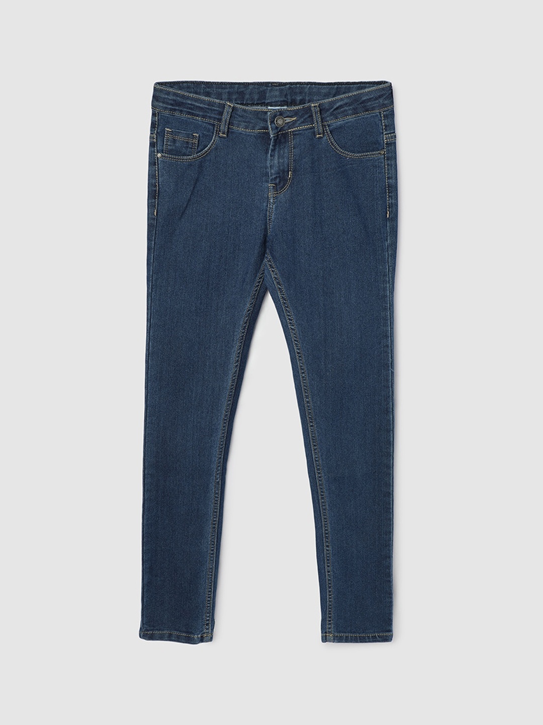 

max Girls Mid-Rise Clean Look Stretchable Jeans, Blue