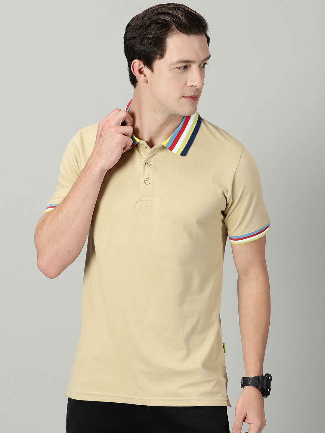 

THE HOLLANDER Polo Collar Cotton T-shirt, Beige