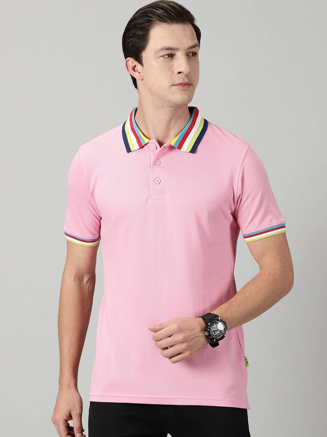 

THE HOLLANDER Polo Collar Cotton T-shirt, Pink