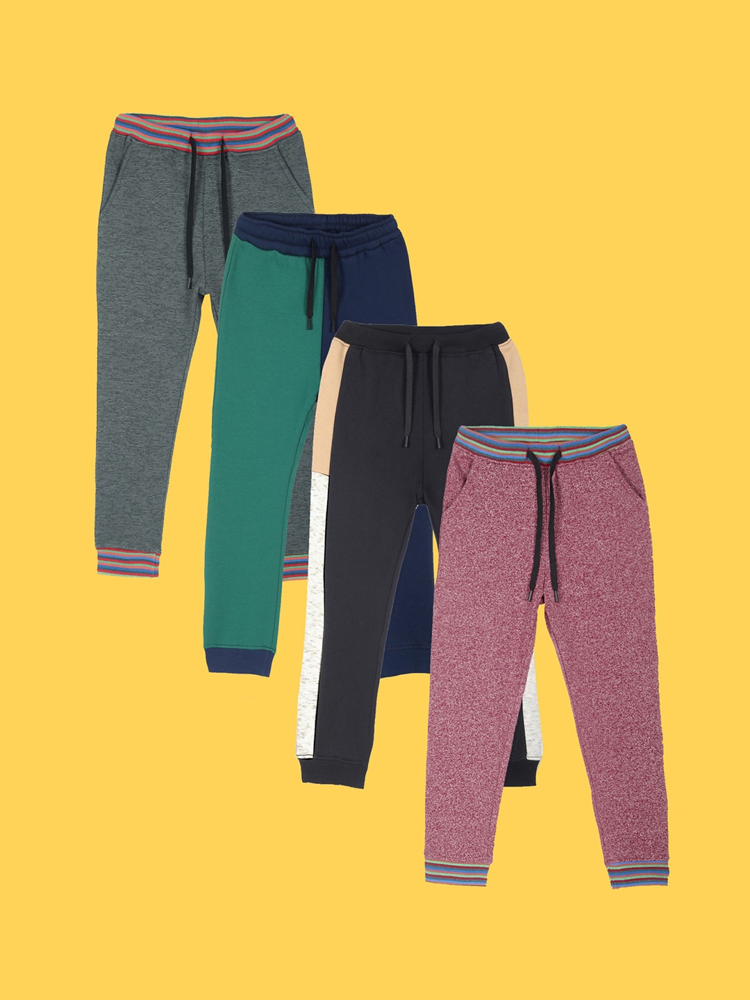 

Anthrilo Boys Pack Of 4 Relaxed Fleece Joggers, Pink