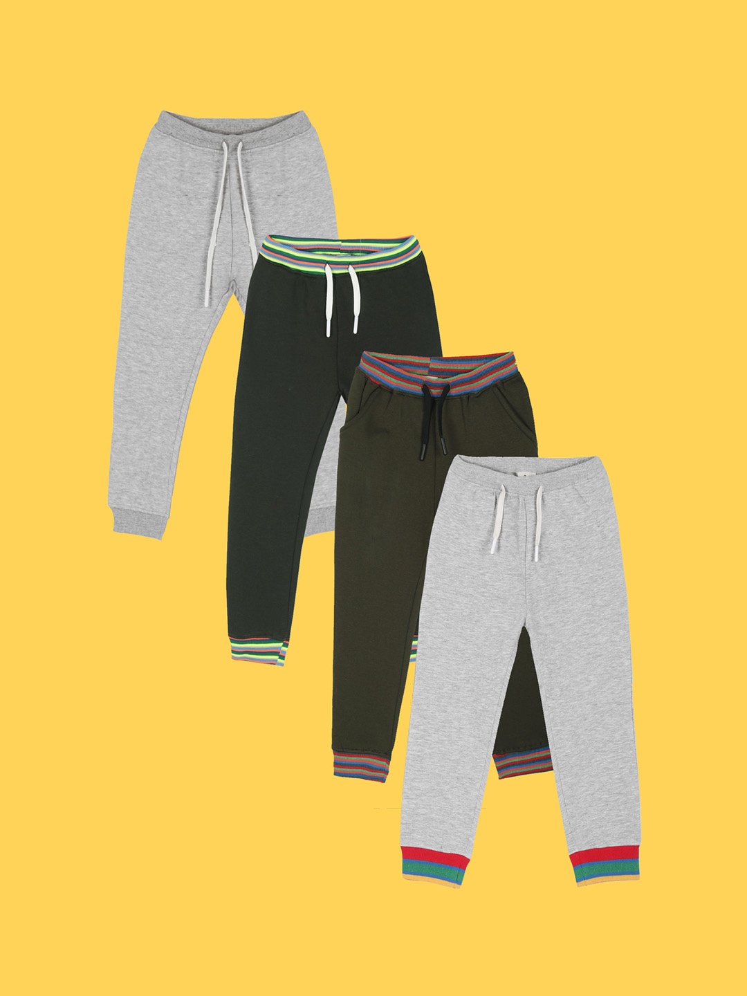 

Anthrilo Boys Pack Of 4 Relaxed Fit Fleece Joggers, Grey