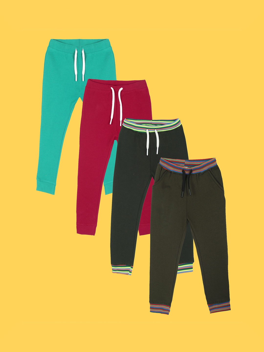 

Anthrilo Boys Pack Of 4 Relaxed Fit Fleece Joggers, Olive