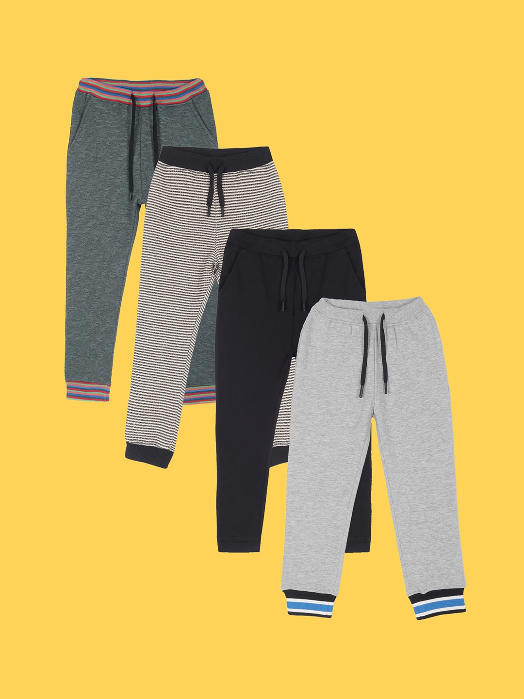 

Anthrilo Boys Pack Of 4 Relaxed Fit Fleece Joggers, Grey