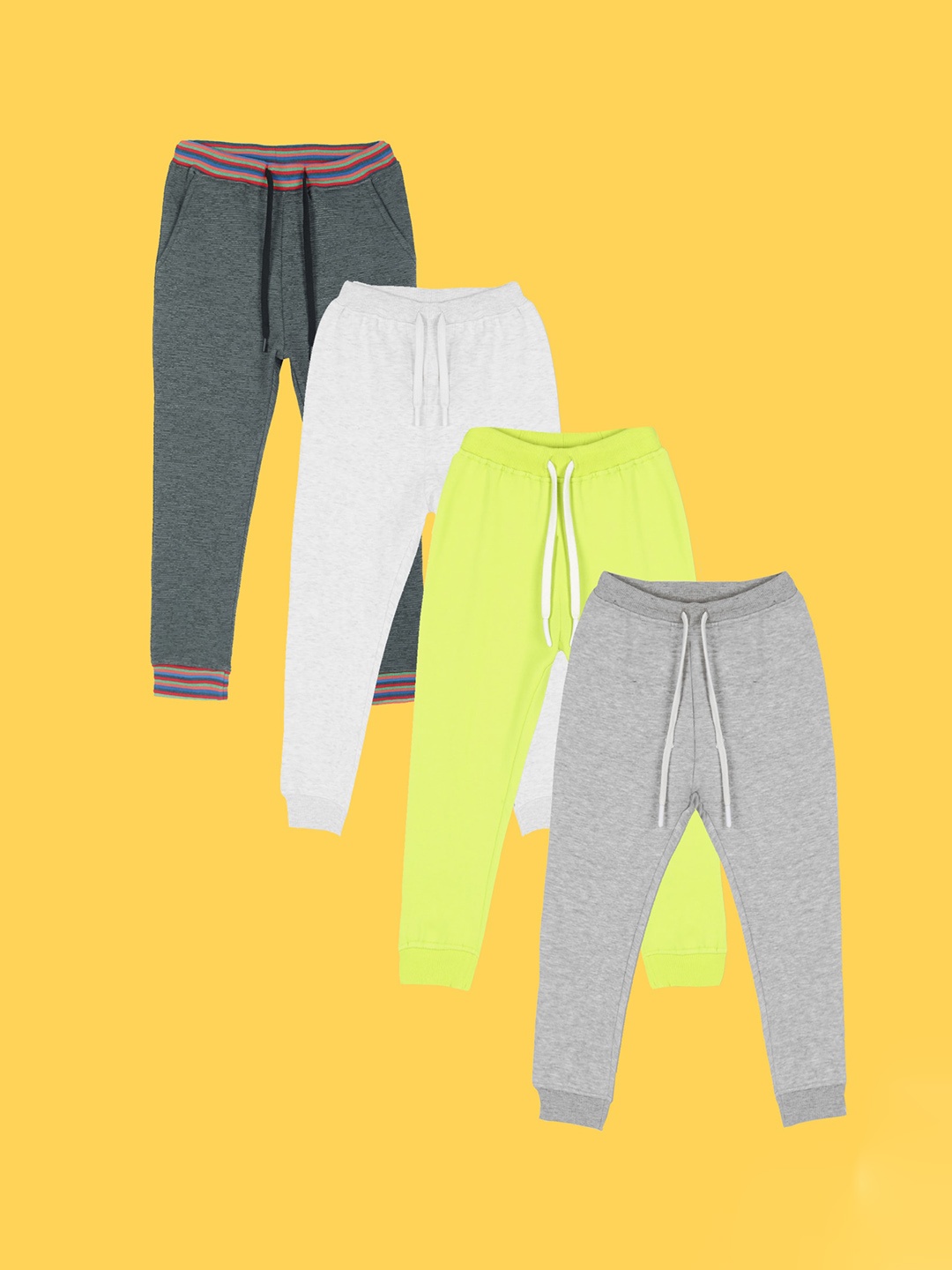 

Anthrilo Boys Pack Of 4 Relaxed Fit Fleece Joggers, White