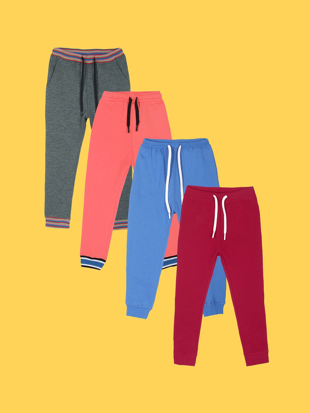 

Anthrilo Boys Pack Of 4 Relaxed Fit Fleece Joggers, Pink