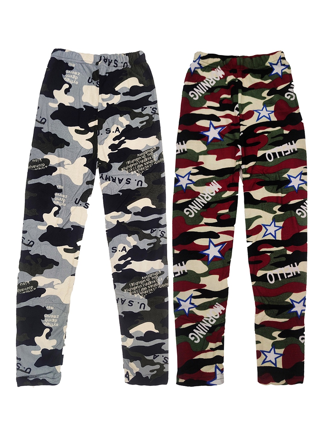 

KIFAYATI BAZAR Girls Pack Of 2 Camouflage Printed Slim Fit Track Pants, Grey