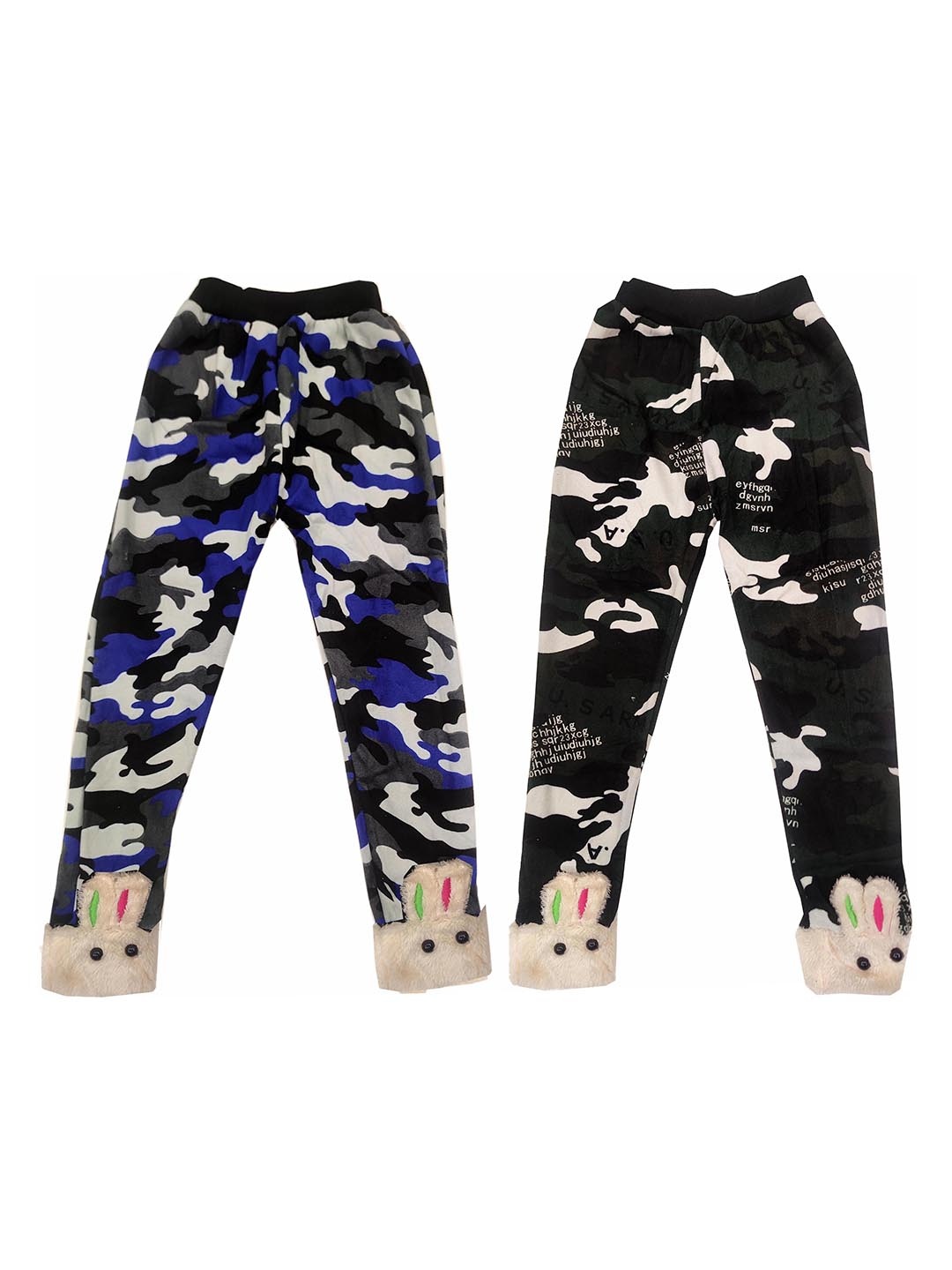 

KIFAYATI BAZAR Girls Pack Of 2 Camouflage Printed Joggers, Blue