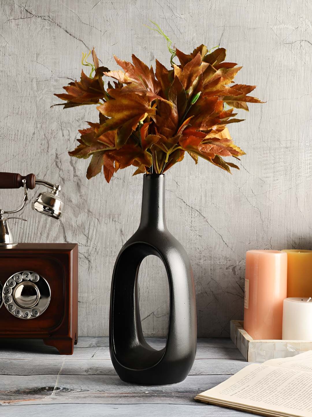 

The Decor Lane Black Bottle Shaped Ceramic Decorative Vase