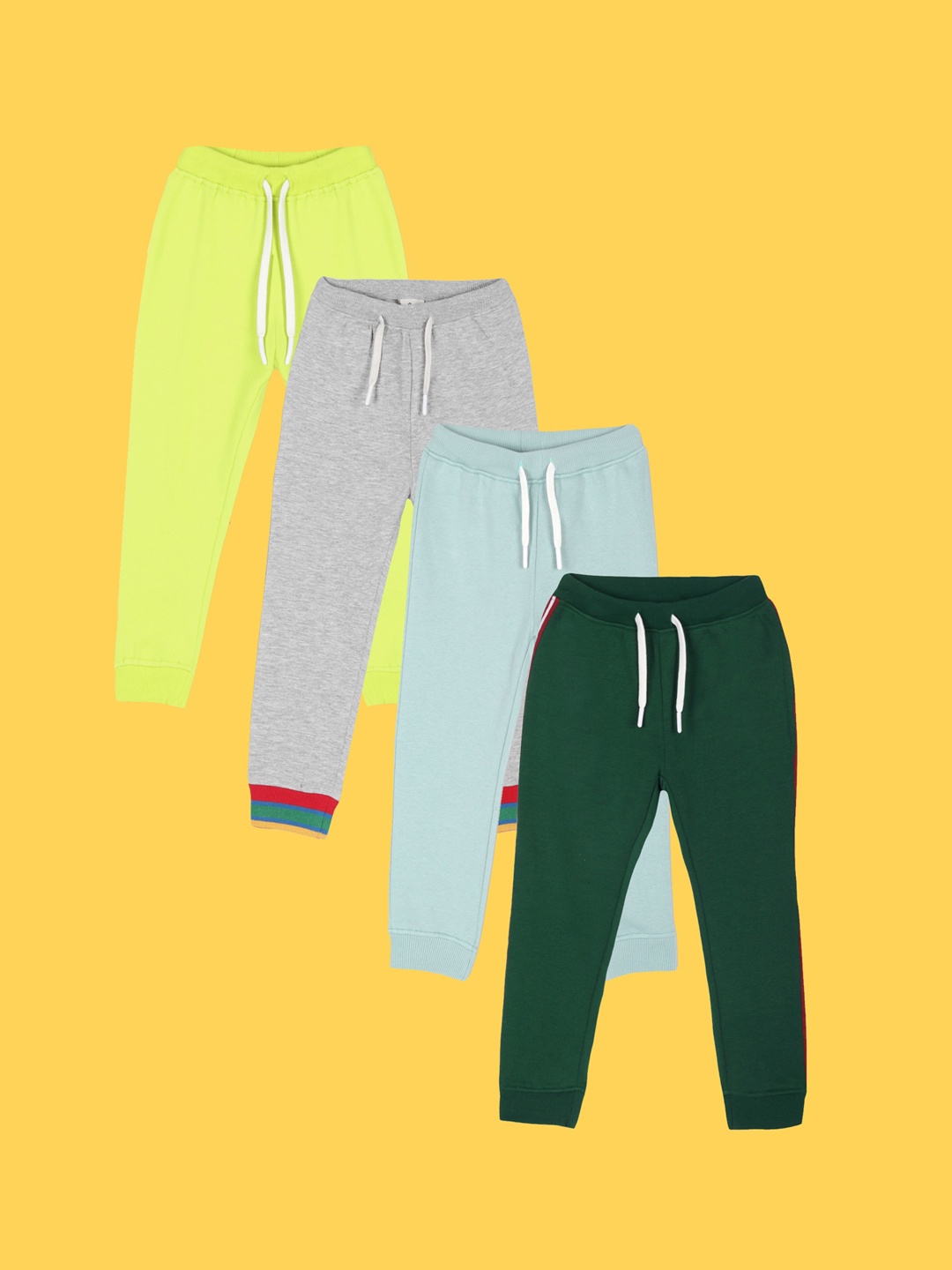 

Anthrilo Boys Set Of 4 Relaxed Mid Rise Joggers, Green