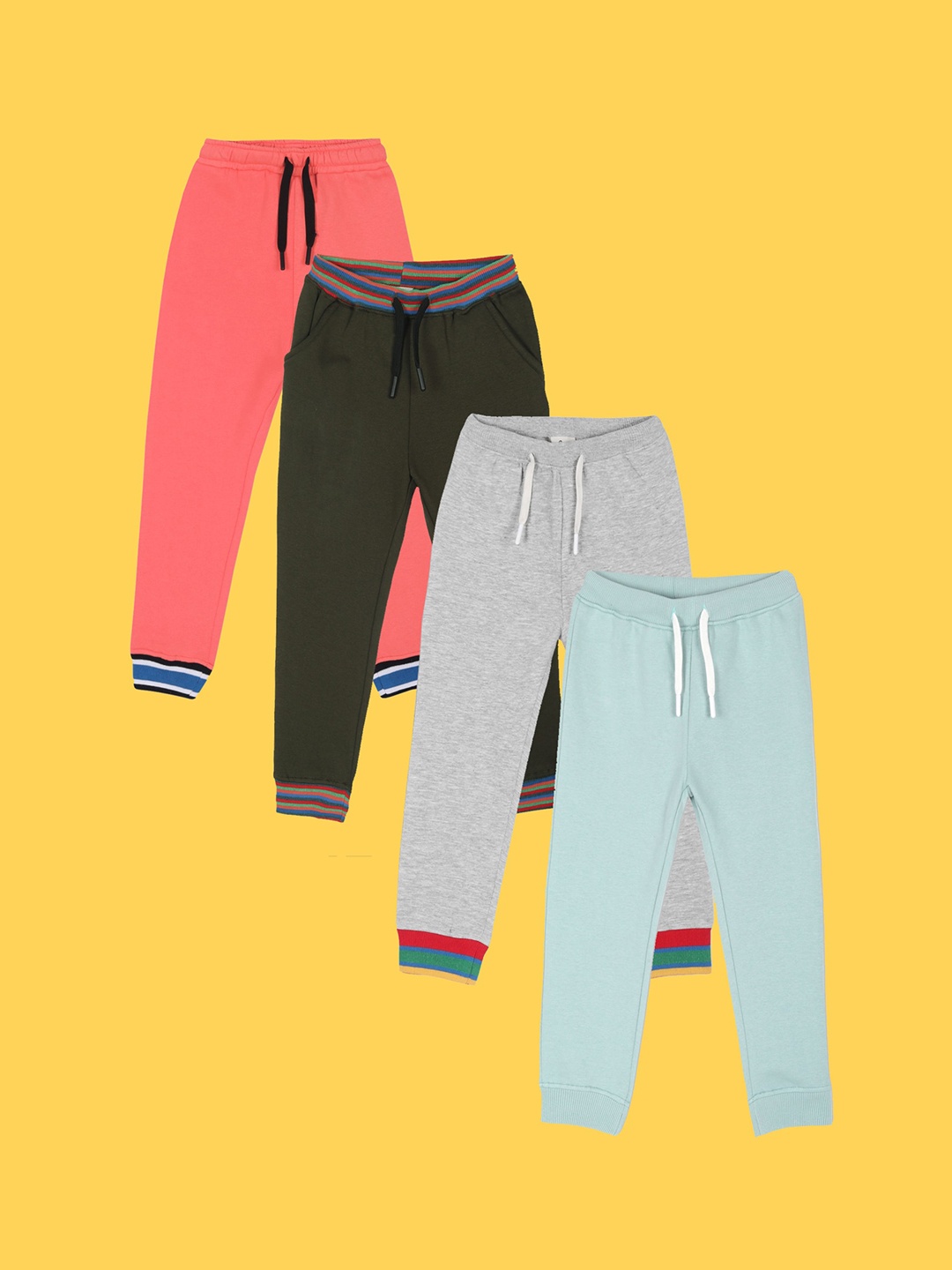 

Anthrilo Boys Pack Of 4 Relaxed Mid-Rise Fleece Joggers, Pink