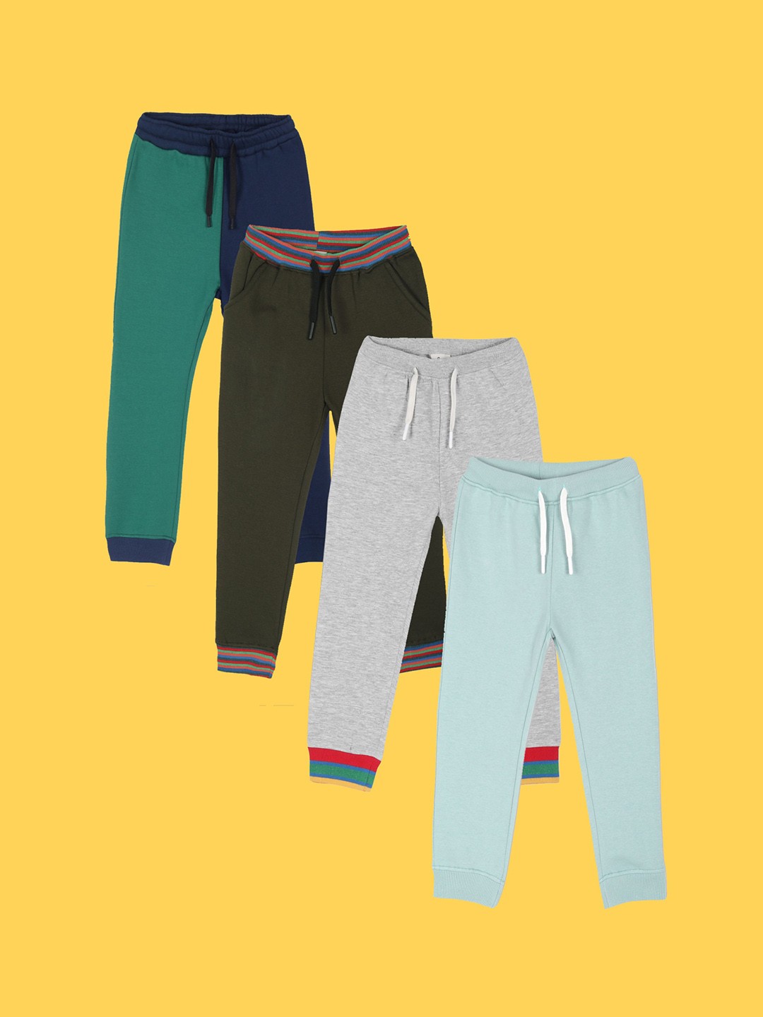 

Anthrilo Boys Pack Of 4 Relaxed Mid-Rise Fleece Joggers, Blue