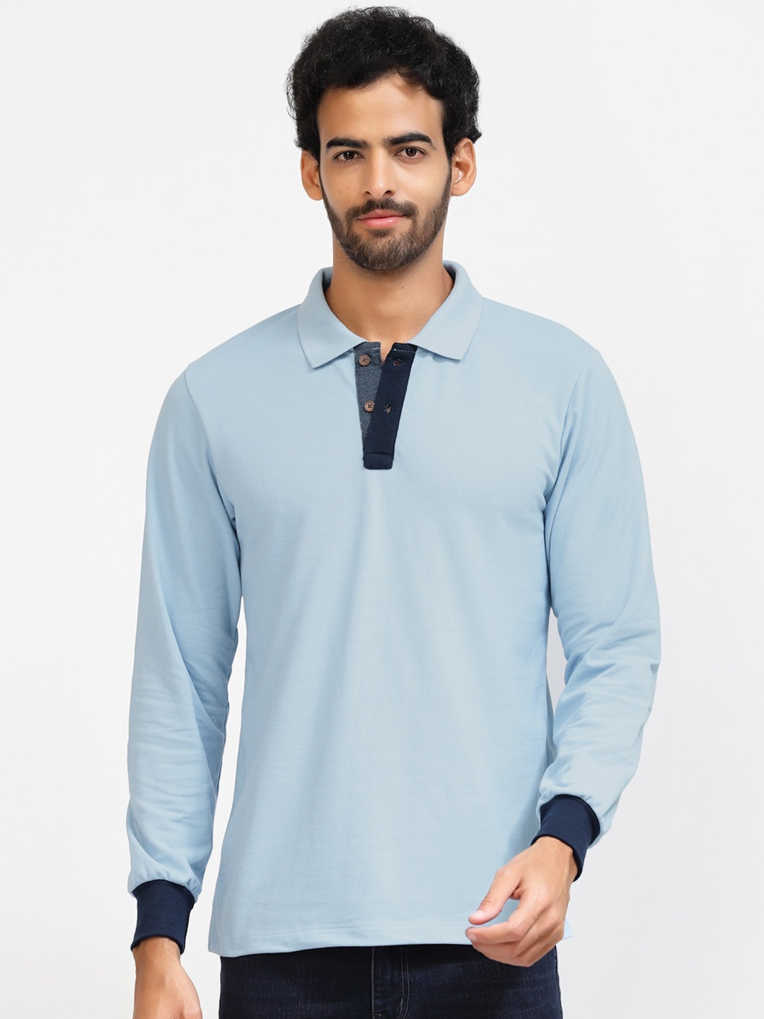 

Kalt Polo Collar Long Sleeves T-Shirt, Blue