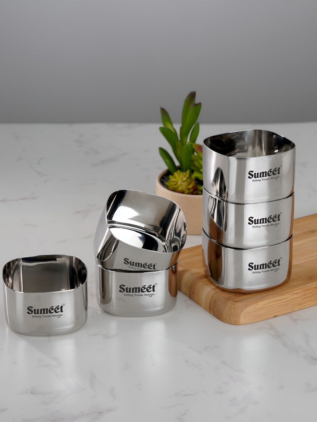 

Sumeet Silver-Toned 6 Pieces Solid Stainless Steel Glossy Bowls 150 ml