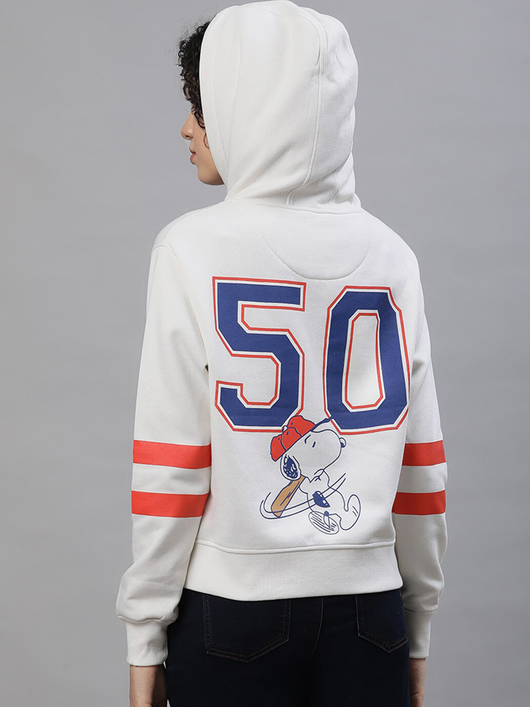 

Free Authority Peanuts Printed Hooded Cotton Sweatshirt, Off white