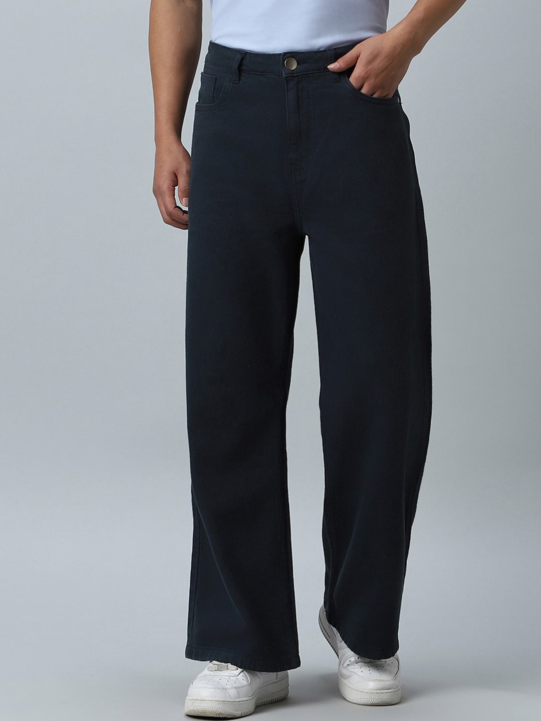 

Bewakoof Men Baggy Wide Leg Jeans, Blue
