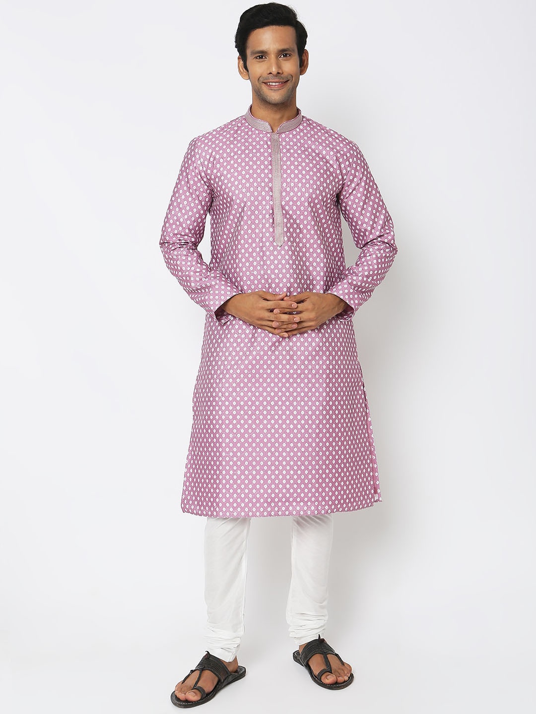 

Ethnicity Geometric Printed Kurta with Churidar, Pink