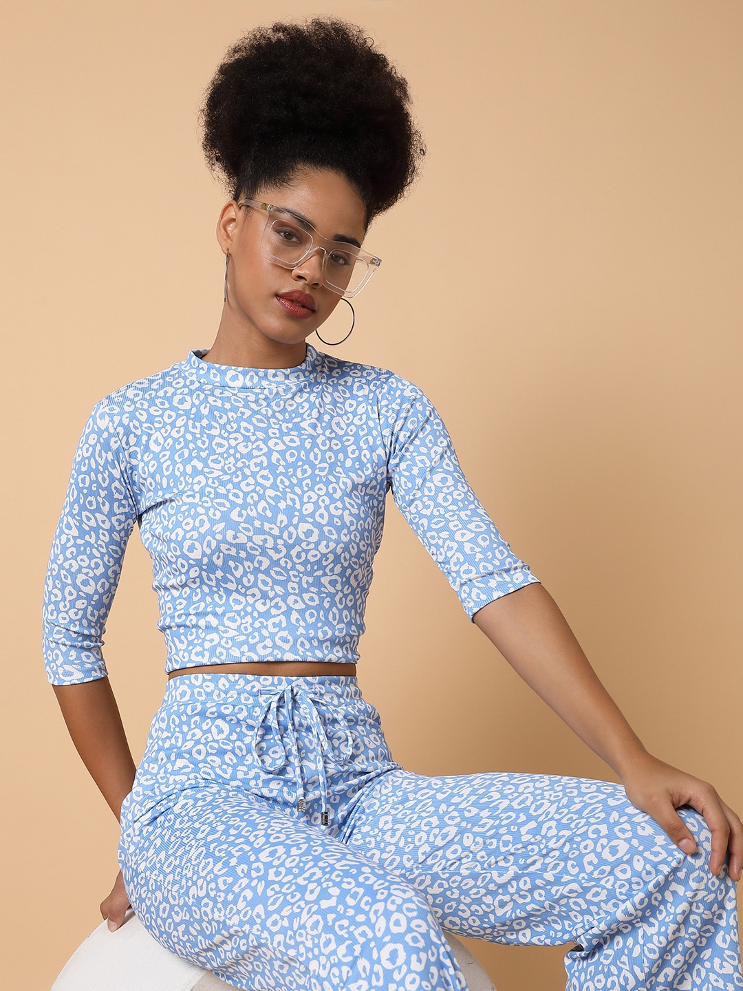 

SHOWOFF Printed Round Neck Tracksuit, Blue