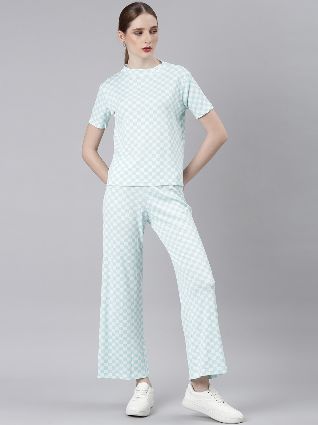 

SHOWOFF Checked Track Suit, Turquoise blue