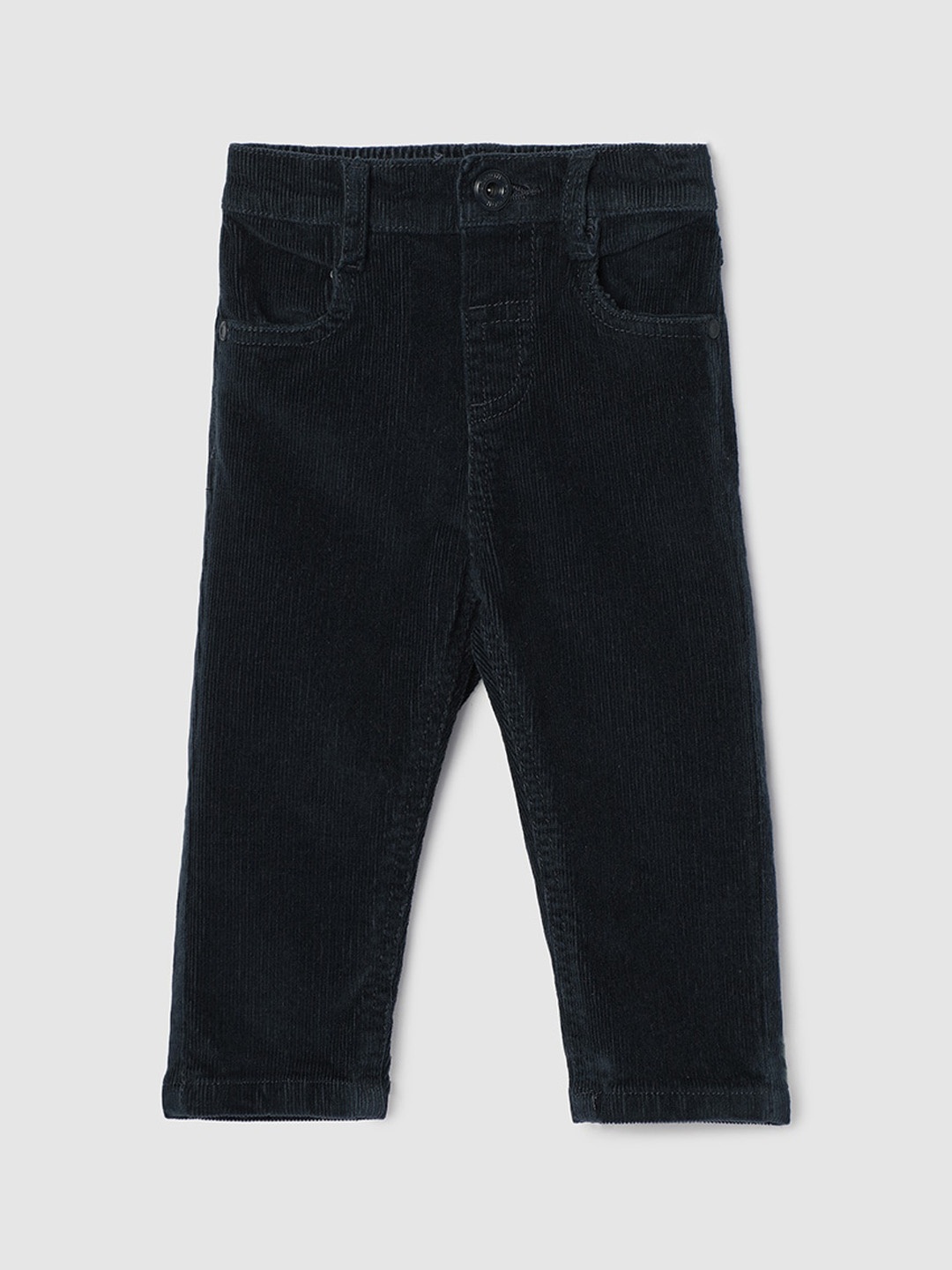 

max Infants Boys Mid-Rise Corduroy Weave Pure Cotton Trousers, Navy blue