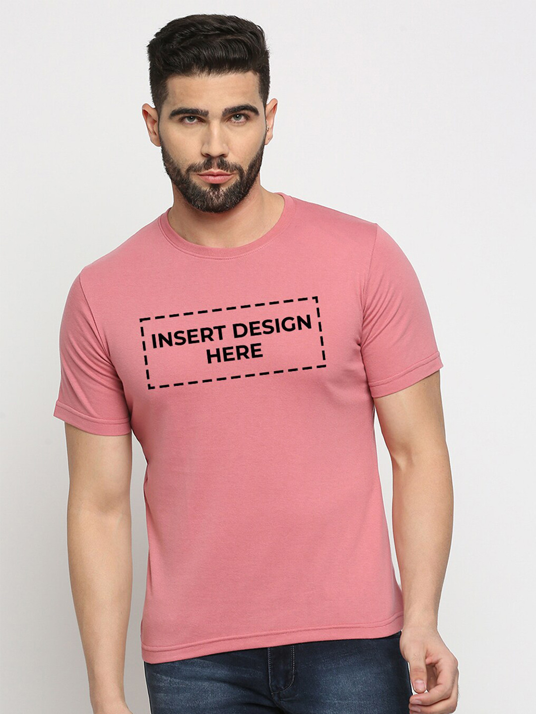 

MOD ECRU Insert Design Here Typography Printed Cotton T-shirt, Pink