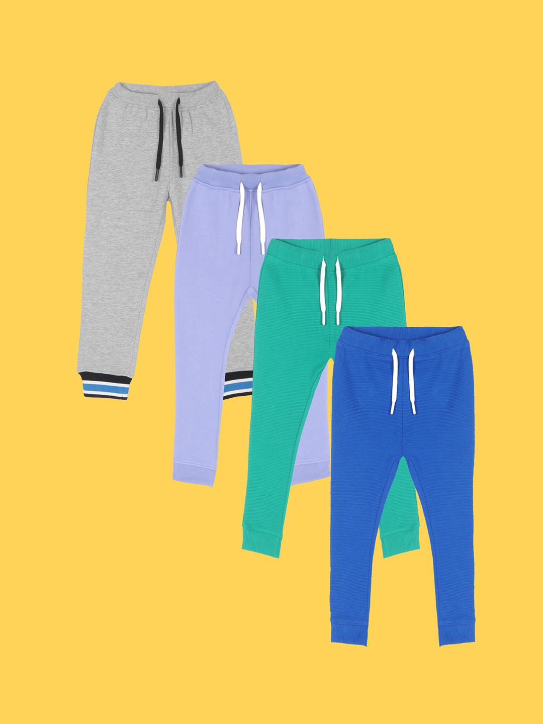 

Anthrilo Boys Set Of 4 Relaxed Mid Rise Joggers, Grey