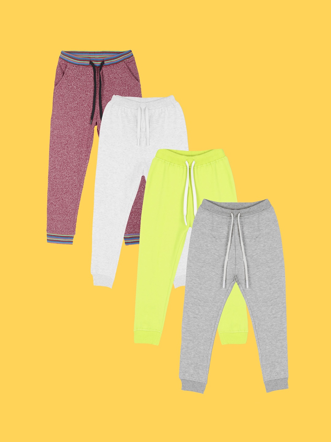 

Anthrilo Boys Pack Of 4 Fleece Mid-Rise Joggers Lounge Pants, Red