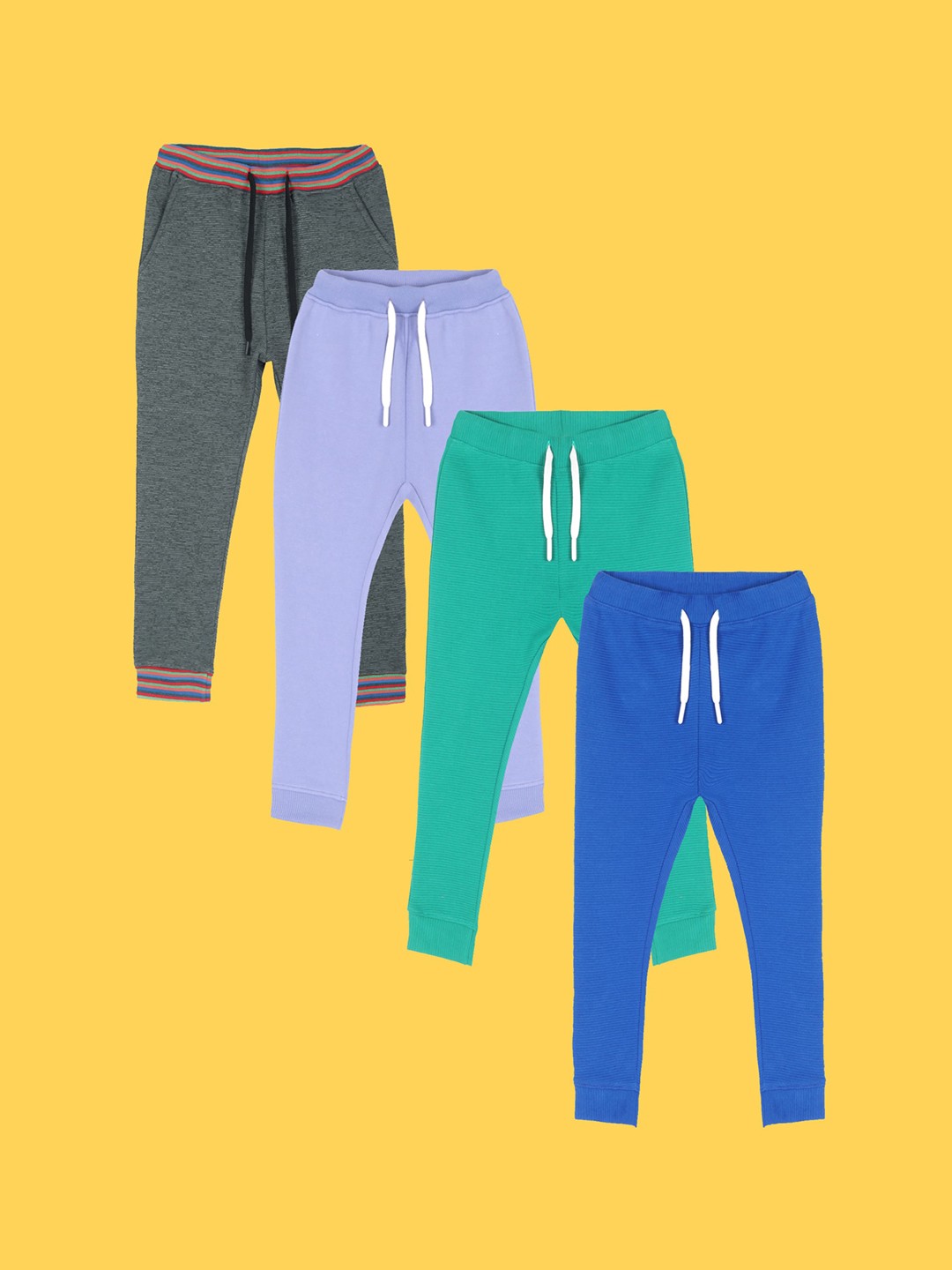 

Anthrilo Infant Boys Pack Of 4 Relaxed Fit Fleece Joggers, Blue