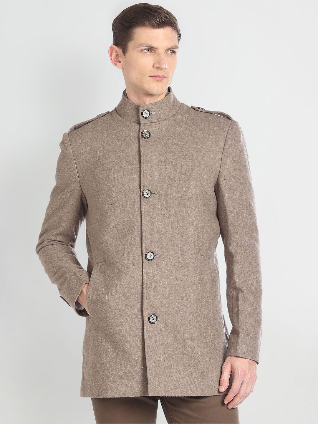 

Arrow Single-Breasted Trench Coat, Beige