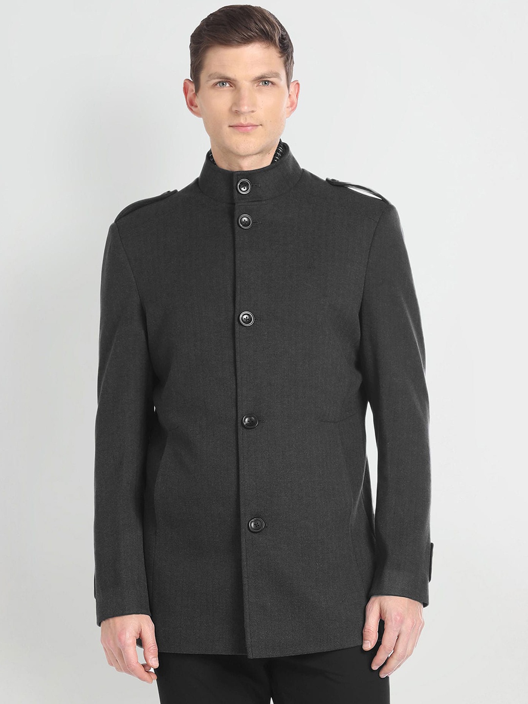 

Arrow Mock Collar Muffler Trench Coat, Charcoal