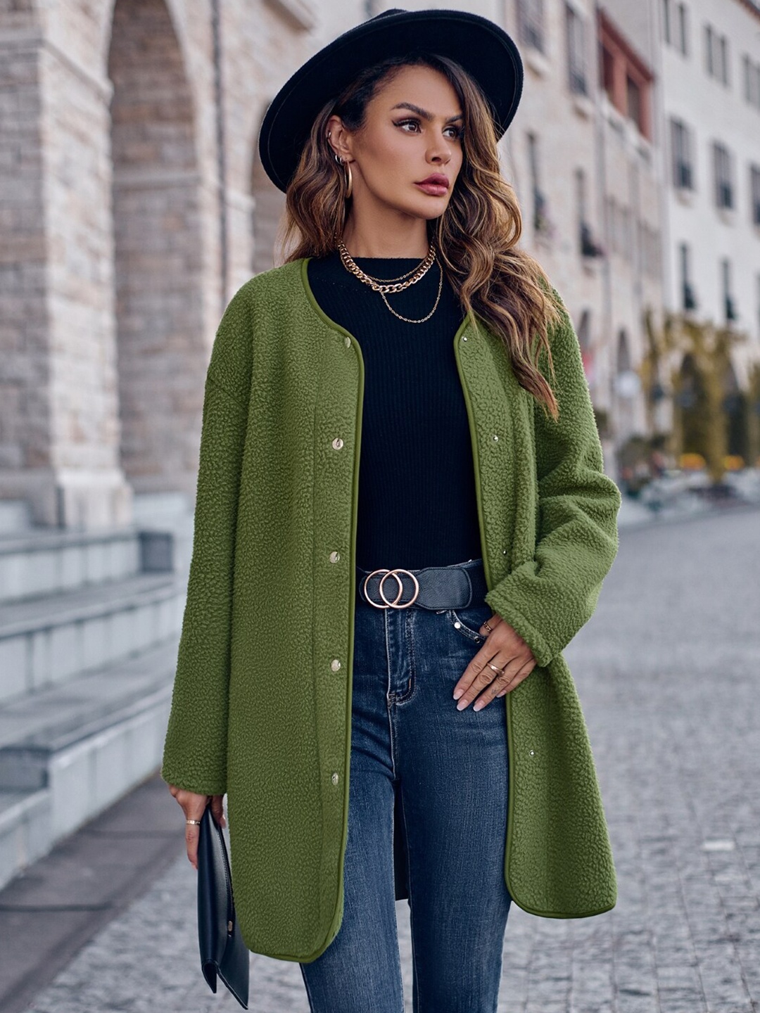 

StyleCast Longline Shirt Style Top, Green