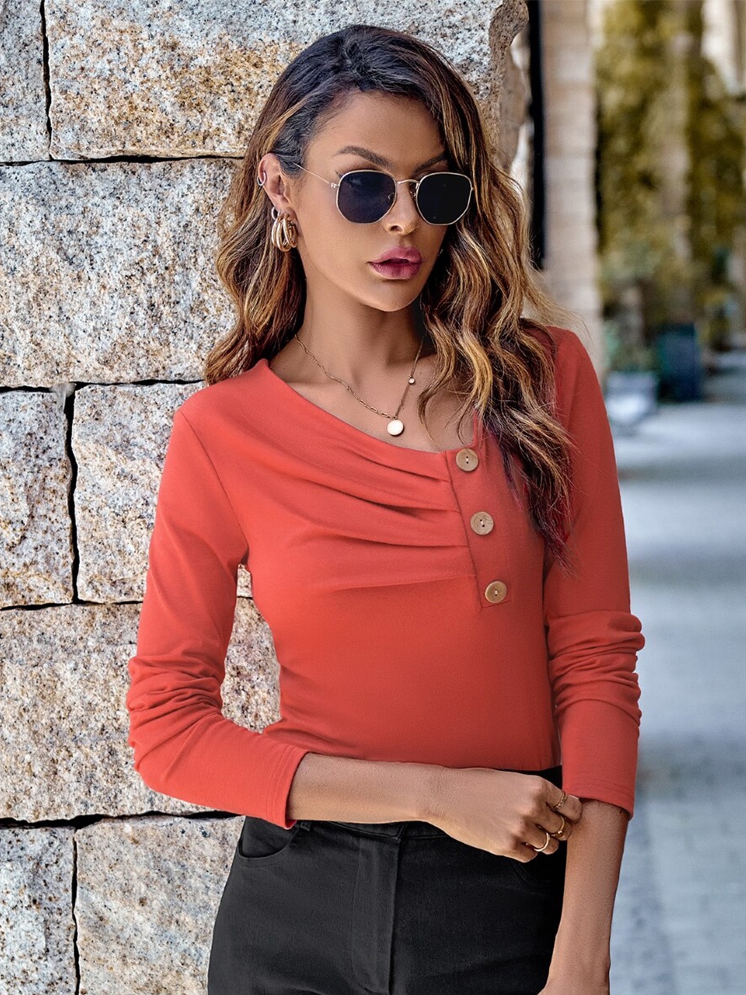 

StyleCast V-Neck Top, Orange