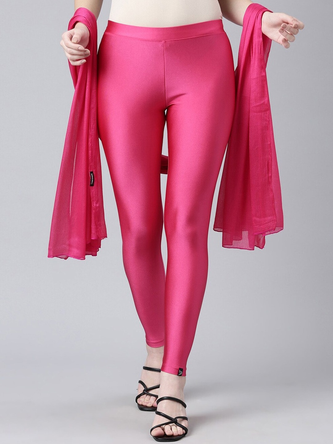 

TWIN BIRDS Ankle Length Shimmer Legging With Dupatta, Pink